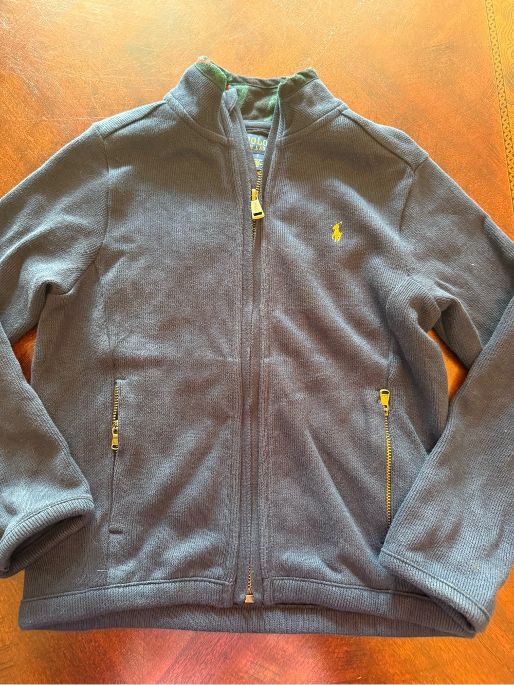 Polo by Ralph Lauren Navy Zip-Front Fleece Jacket youth boys size 7 sweater